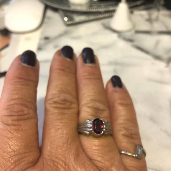Vintage Amethyst Oval Faceted Silver Ring,sz 6, 7, 8 or 10 - Picture 7 of 9